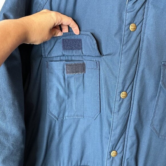 Woolrich Men's Blue Parka Long Chore Jacket Coat Vintage Made In USA Large - Picture 4 of 16